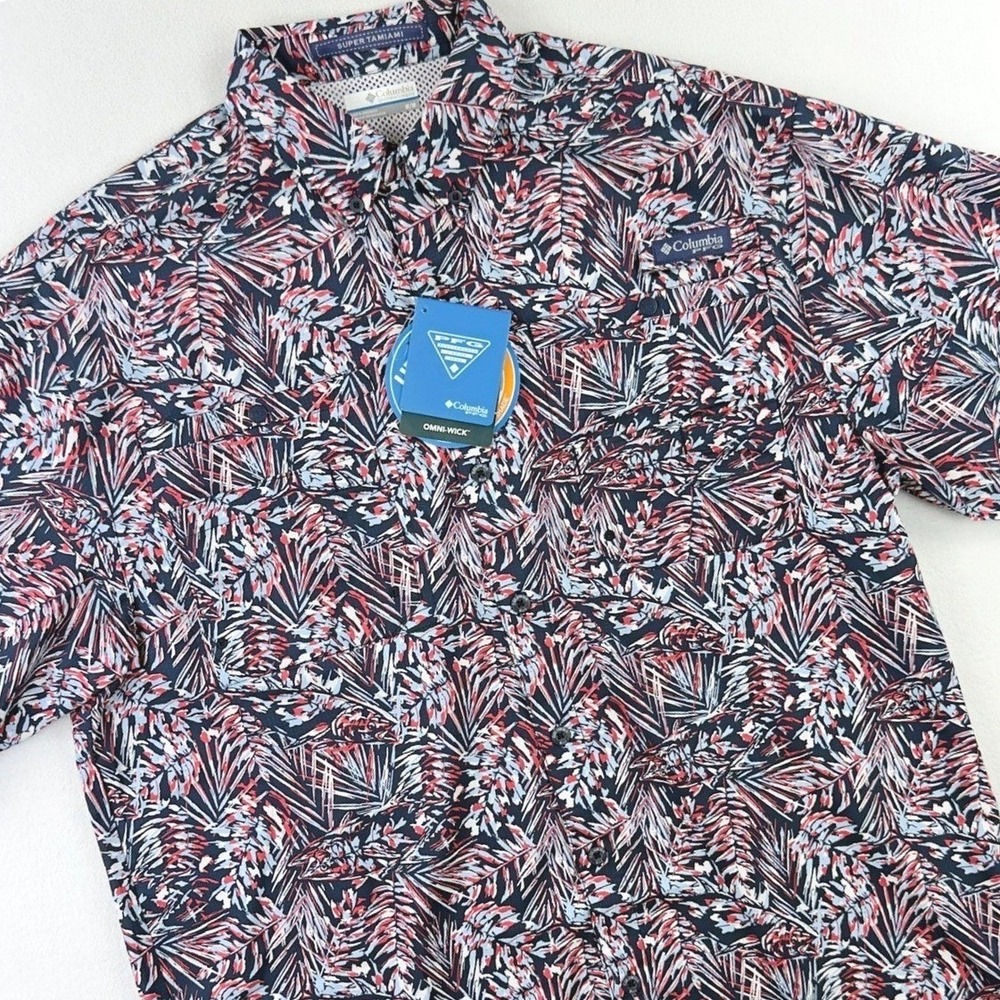 Columbia‎ PFG Super Tamiami Shirt Size M Mens Hawaiian Floral Short Sleeve NEW